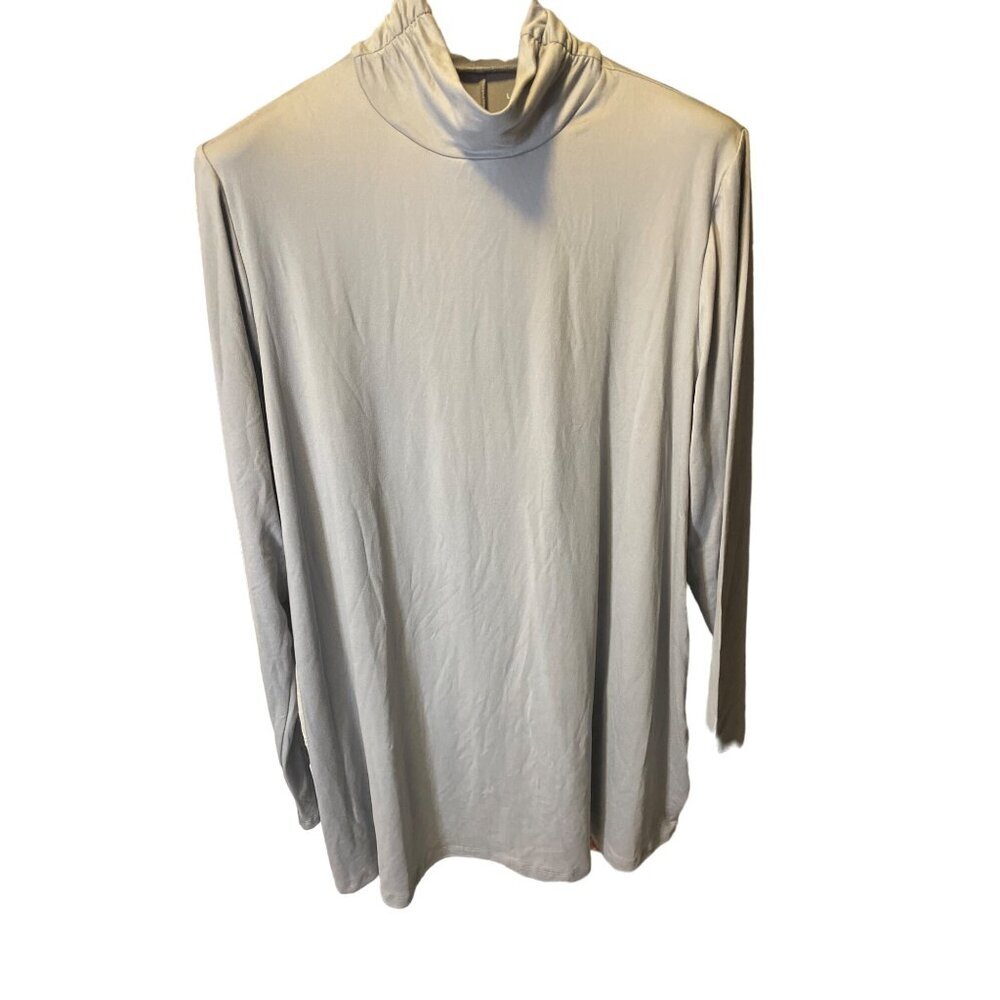 Lane Bryant NWT Gray Ruched Mock Neck Long Sleeve Top Sz 22
